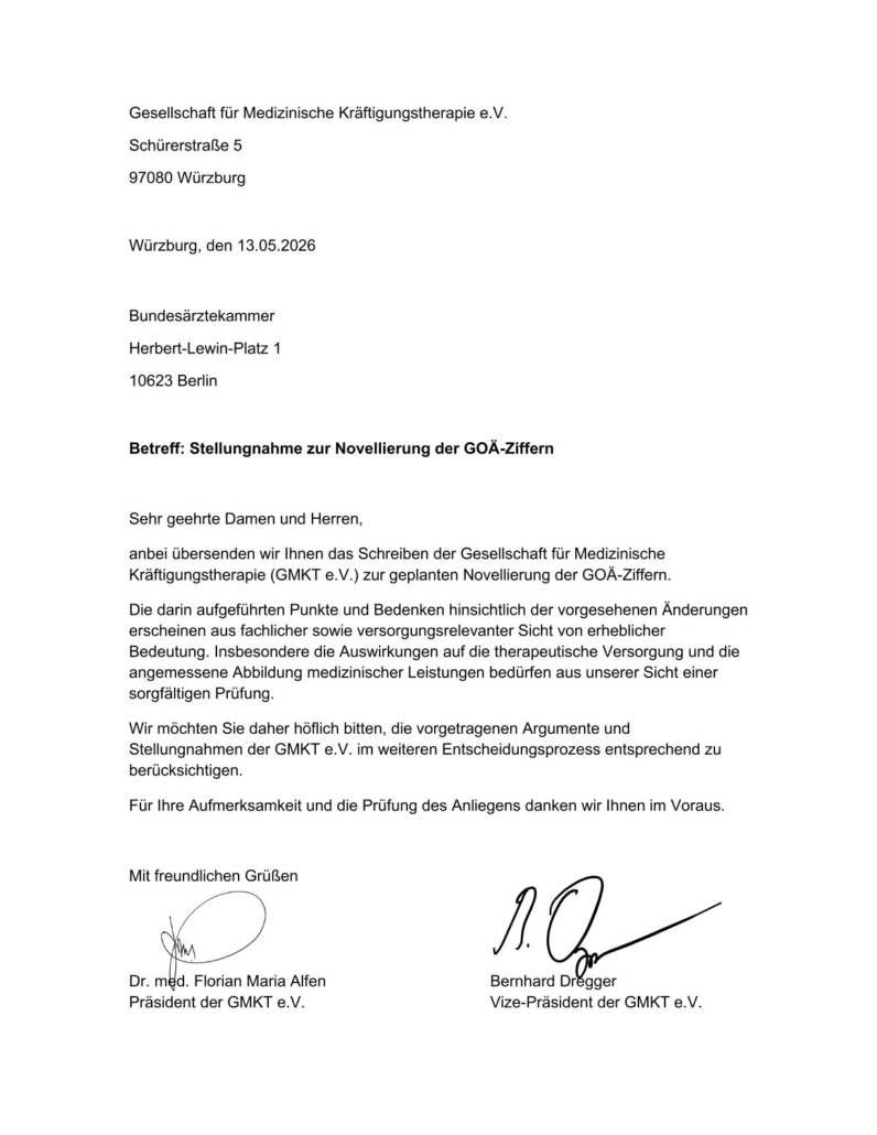 Einspruchschreiben GMKT GOÄ Novellierung BÄK